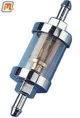 chromed fuel filter with glass  (connection-Ø 8mm)